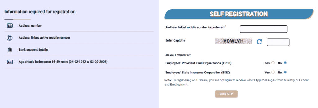e shram card registration