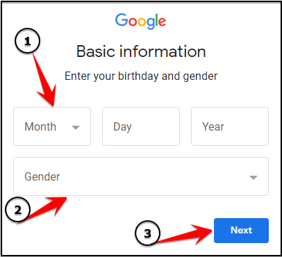 Basic information - Enter your birthday and gender